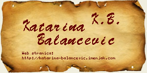 Katarina Balančević vizit kartica